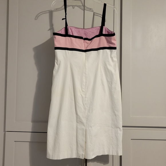 Woman’s Liz Claiborne sheath dress, pink and white with lines on the sides - Picture 5 of 9